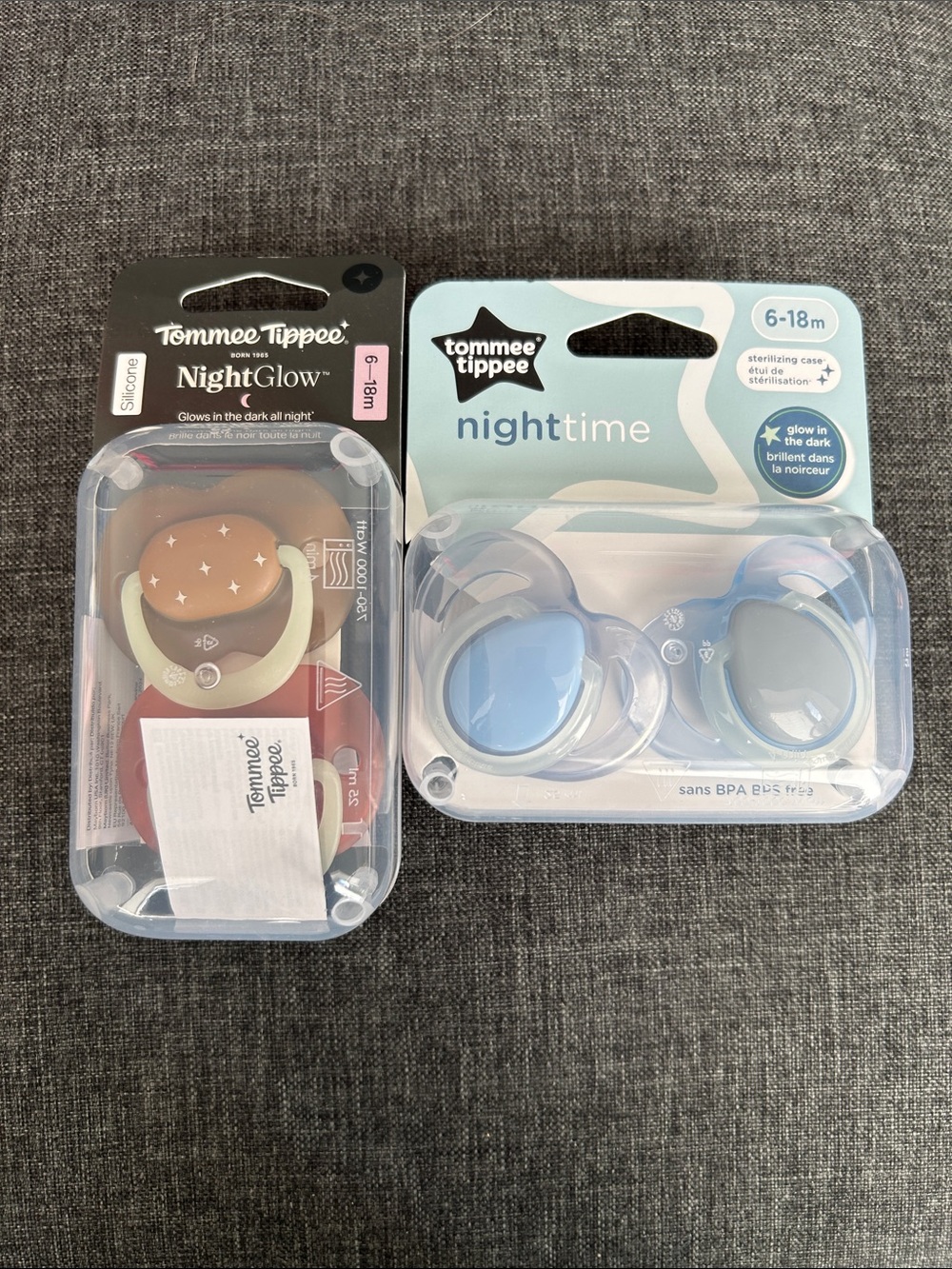 NEW 🆕 FOUR Tommee tippe Nighttime Pacifiers Pack - (Glow-in-the-Dark) 6-18 month